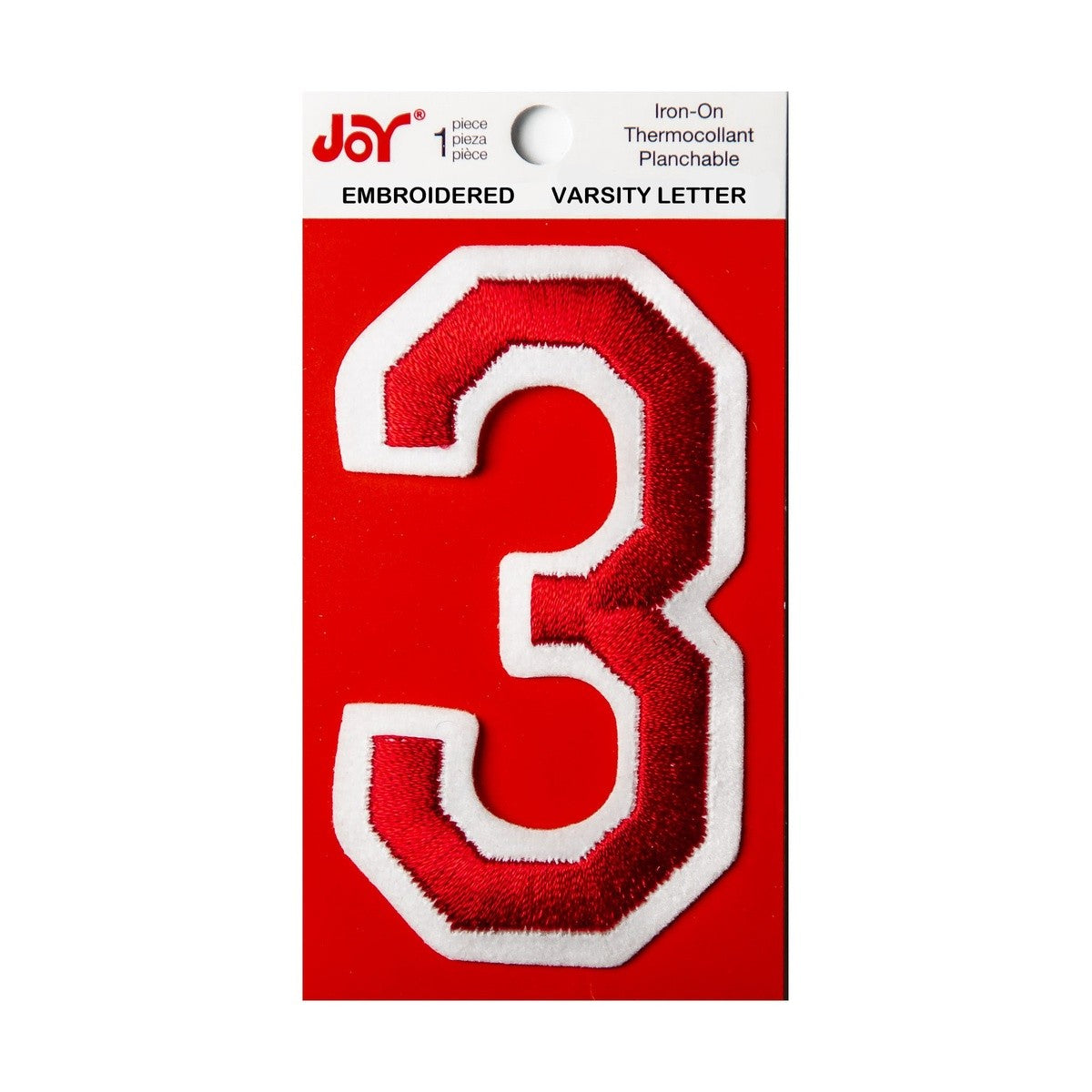 Joy Embroidered Iron-On 3 Inch Varsity Letters and Numbers