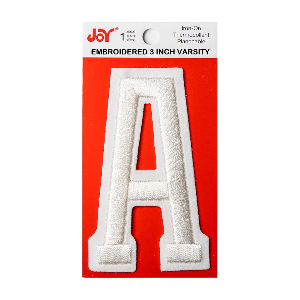 Joy Embroidered Iron-On 3 Inch Varsity Letters and Numbers
